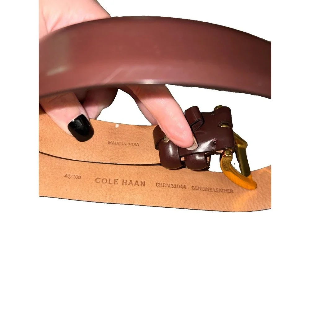 Cole Haan Men's Brown Leather Dress Belt 40 Oxblood Dark Mahogany Size 40